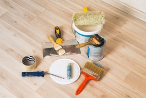 A gathering of paint supplies.