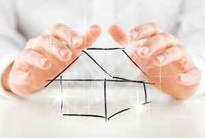 A sketched house with hands.