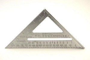 A metal speed square.