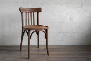 A chair on wood.