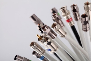 Several coaxial cables are on display.
