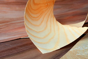 A piece of veneer finished wood.