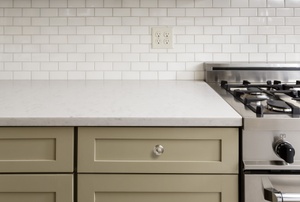 A clean countertop in a kitchen.