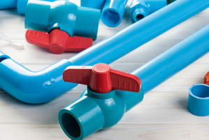 PVC pipes with valves and attachments