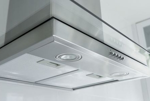 clean, metal stove hood