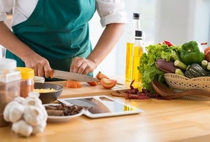 chopping vegetables