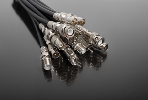 Coaxial cables on a gray background.