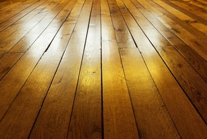 expanse of finished hardwood flooring