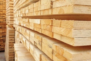 lumber stacked in store or lumber yard
