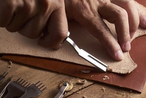 Cutting leather with a special tool
