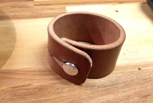 Leather cuff on worktable