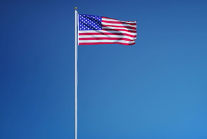 An American flag on a flagpole.