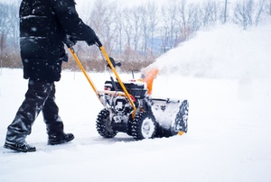 A snowblower being used.