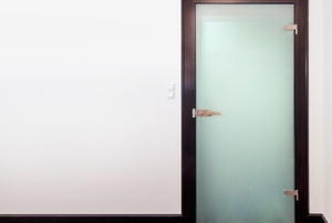 A modern, frosted glass door.