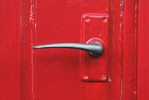 red door with handle