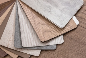 Laminate flooring samples.