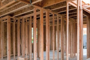 wooden frame for building under construction