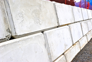 cinder-block retaining wall