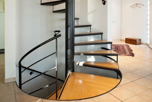spiral staircase inside a modern home