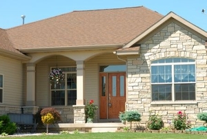 A home with stone veneer siding.
