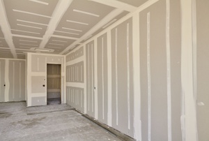 a room with drywall
