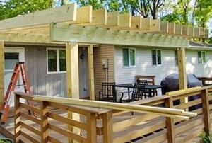 A roof deck under construction