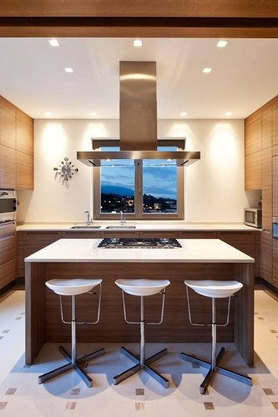 kitchen with cooktop island