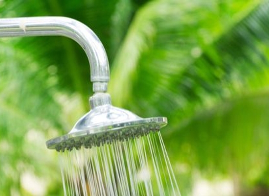 An outdoor shower.