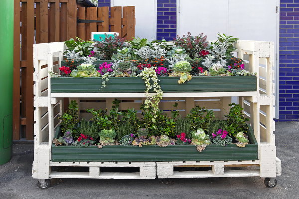A potting table made of pallets. 