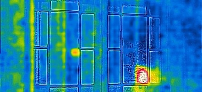 An infrared image of a window with an FLIR camera