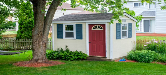 convert a storage shed into a home office doityourself.com