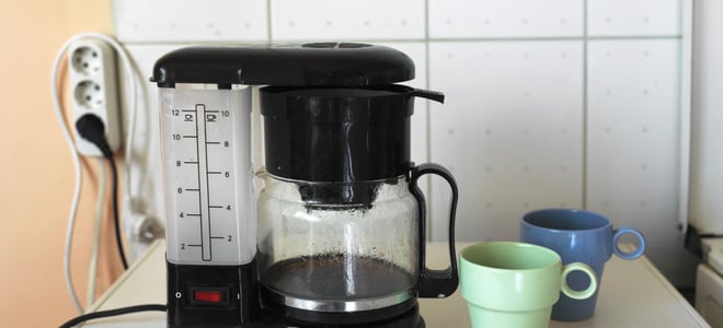 A coffeemaker on a counter.