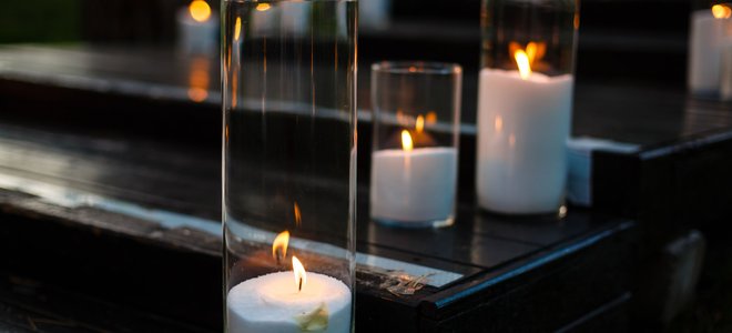 Curved glass candles.