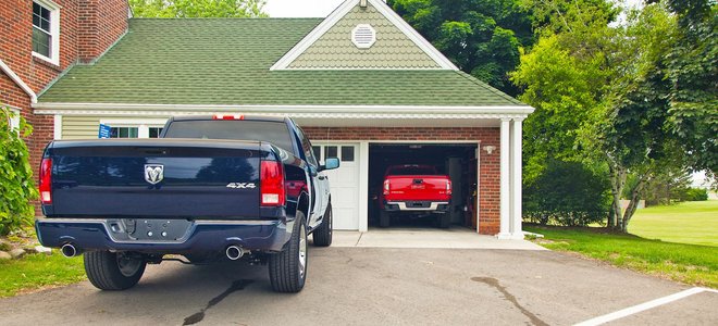 A garage with windows.