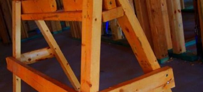 A sawhorse on a work site.