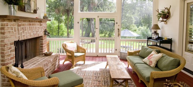 A screened-in porch.