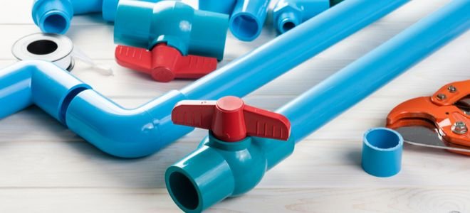 PVC pipes with valves and attachments