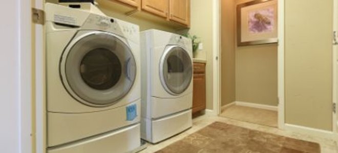 A front loading washer and dryer.