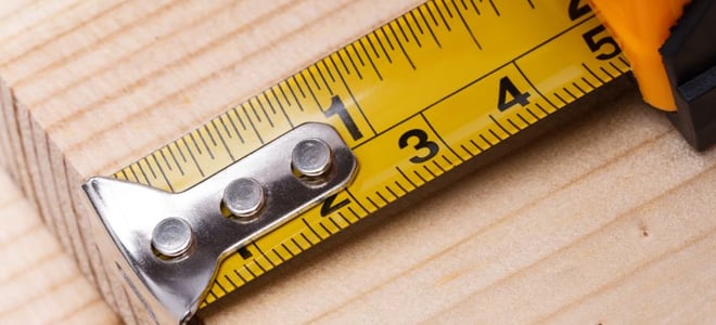 tape measure on a piece of lumber