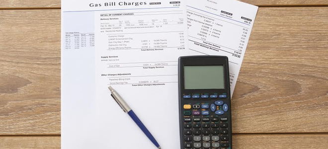 calculator and gas bill