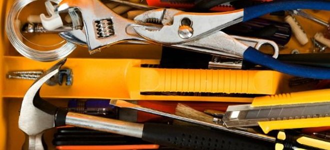 A tool box with tools for a variety of repairs.