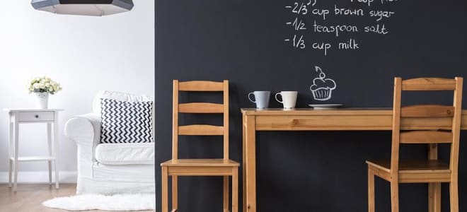 A room painted with chalkboard paint. 