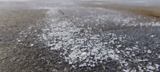 salt on a winter road