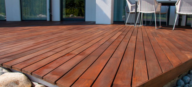deck with dark wood stain