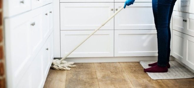 mopping wood kitchen floors