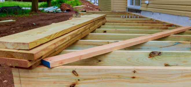 deck materials laid out for construction