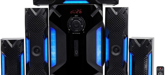 speaker system with blue lights