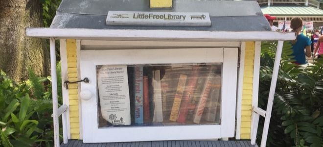 a little free library built like a house