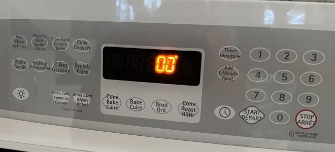 oven control panel reading zero degrees