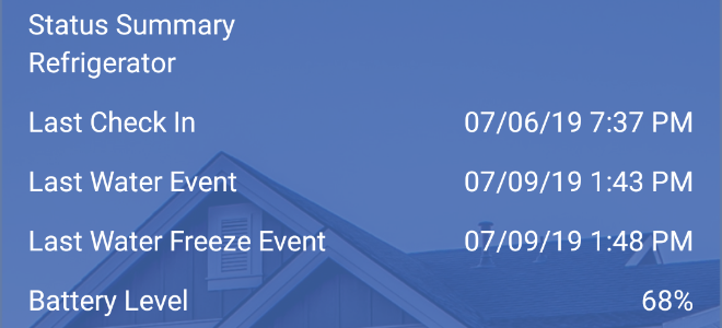 screenshot of leak detector app report